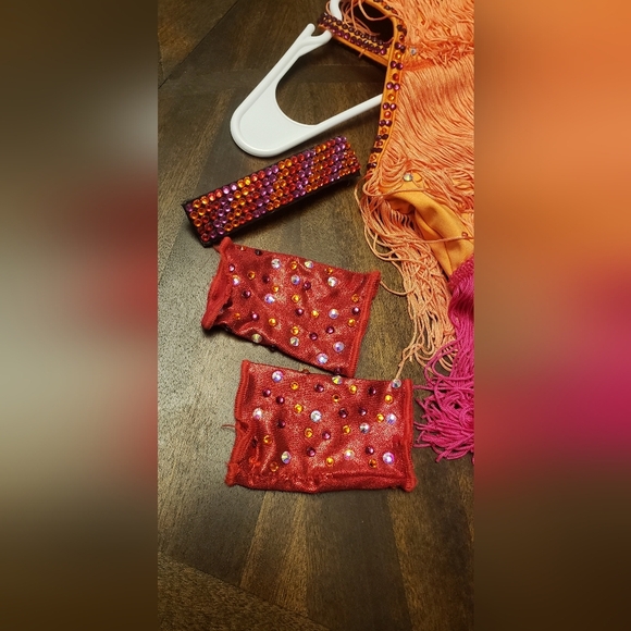 Weissman Fringe Dance Costume for Kids - Orange, Pink, and Red Size LC - Picture 12 of 16